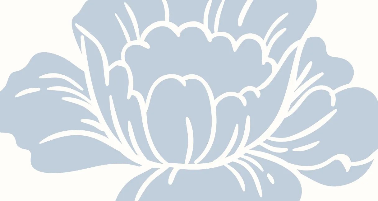 Light blue and beige cropped illustration of a flower.