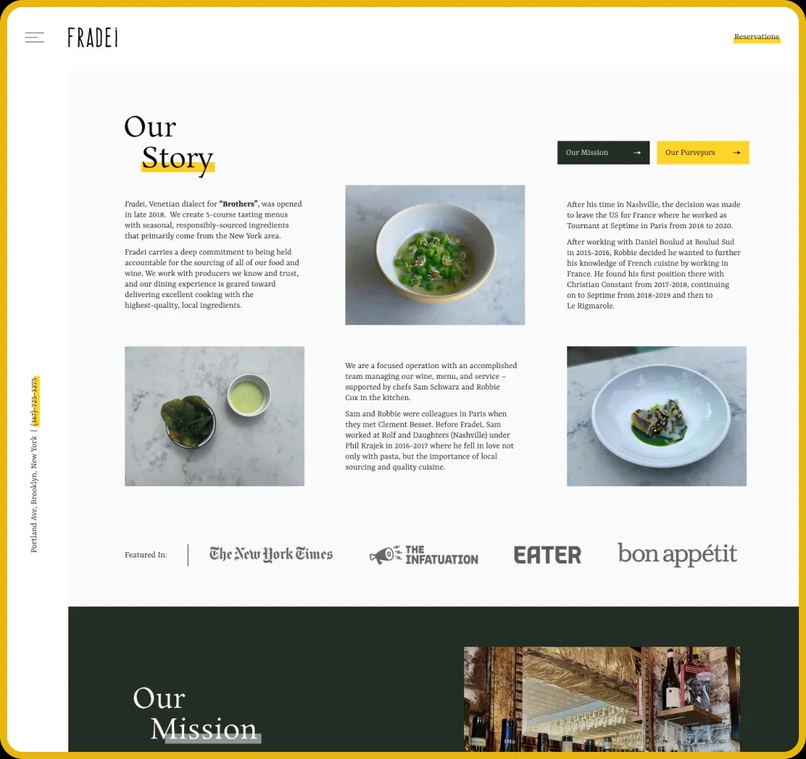 Image of Fradei Our Story webpage.