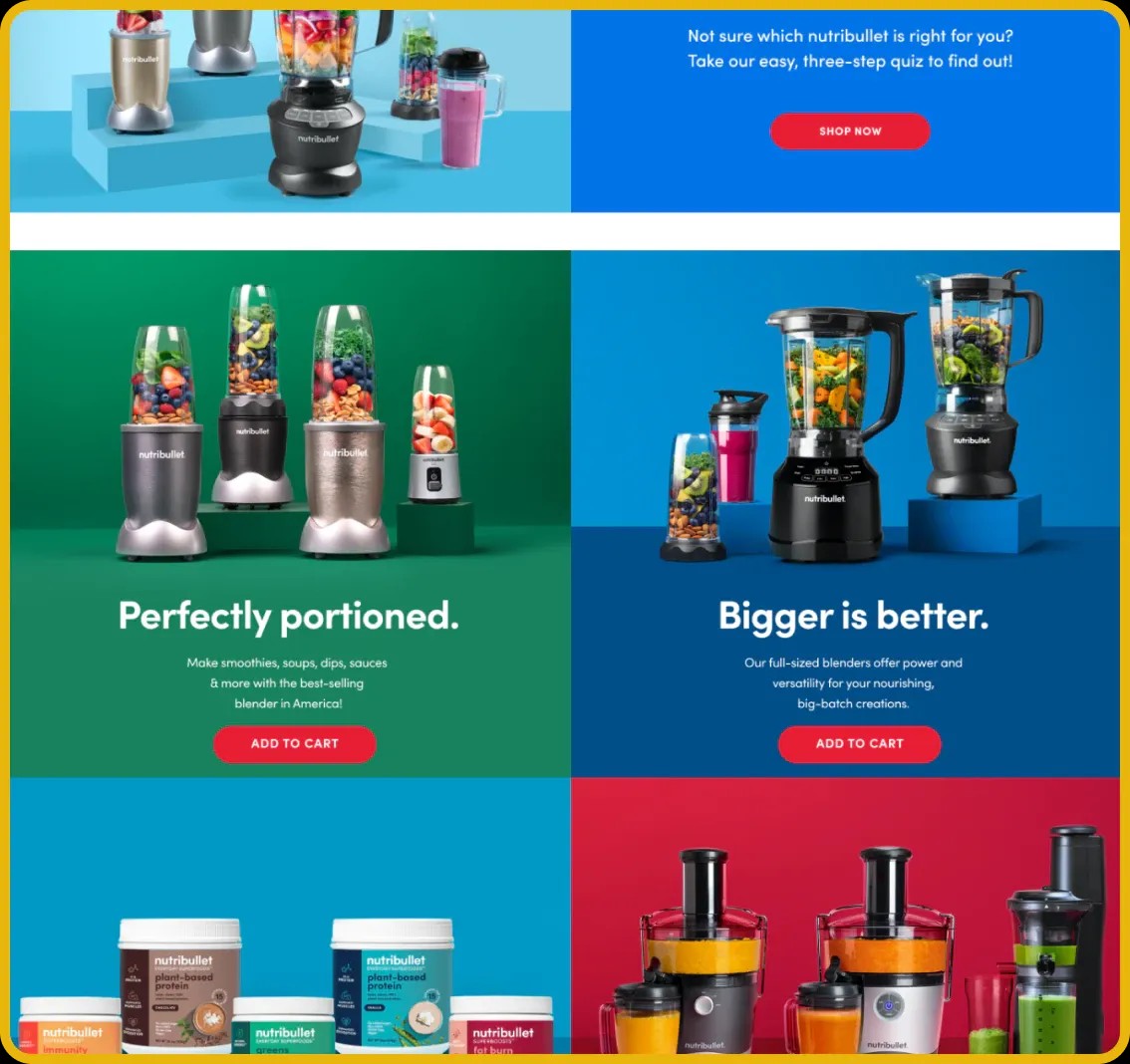 Image of the nutribullet homepage.