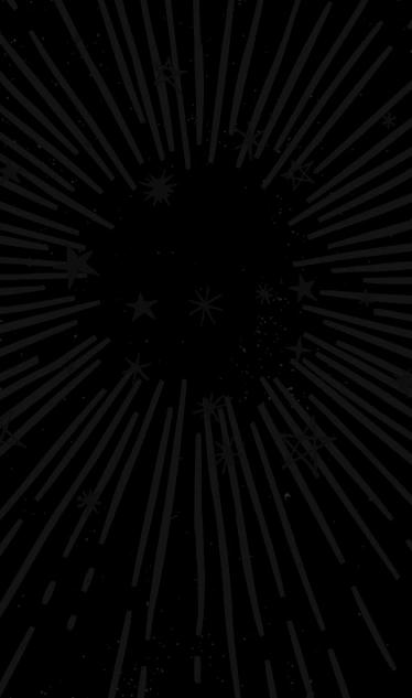 Stars and rays on a black background. Grey stars and sun rays on a black background.