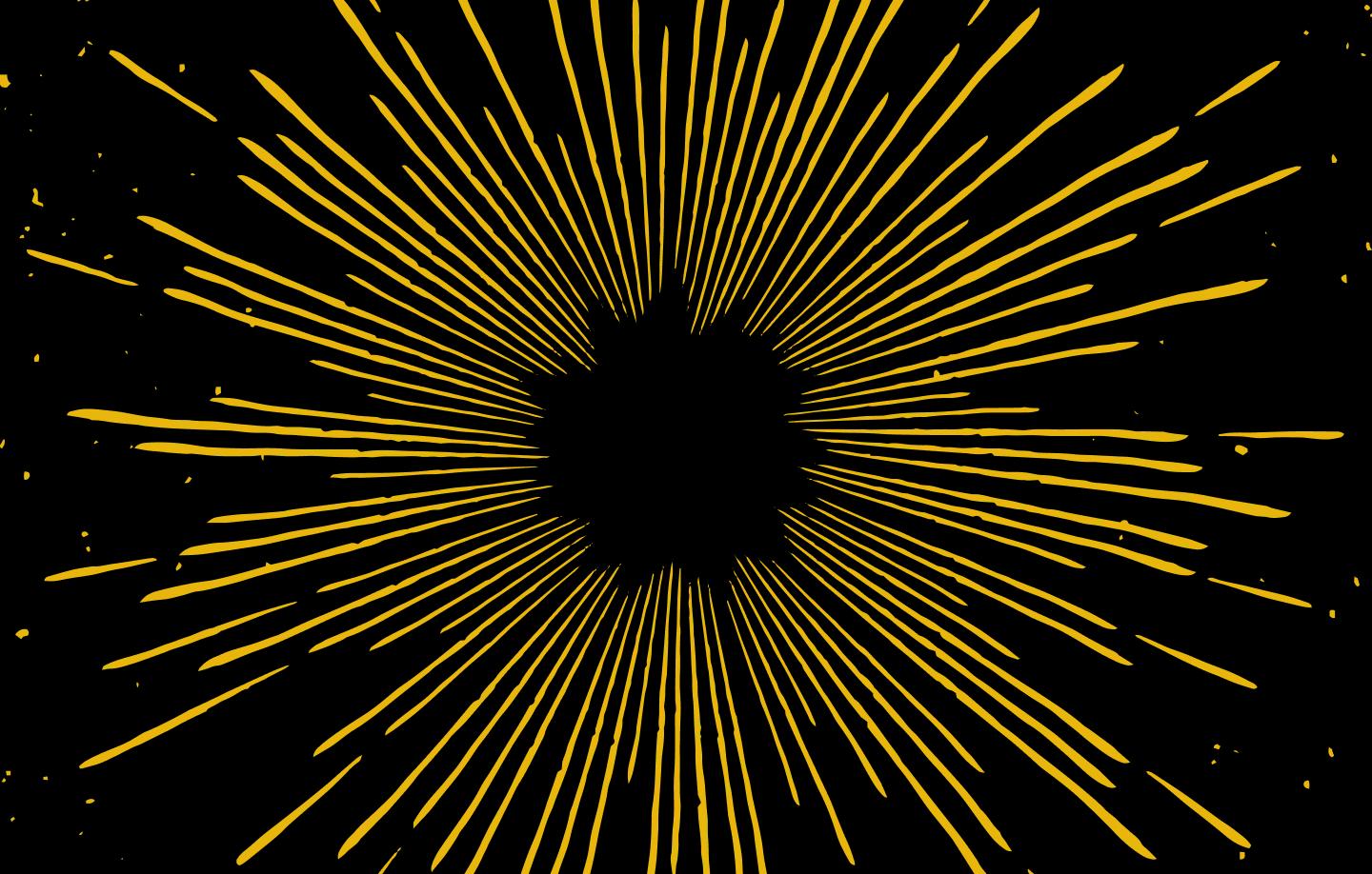 Rays, stars and specs. Yellow rays, stars and specks in space.